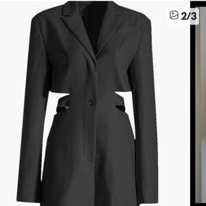 Elegant Black Women's Cut-Out Blazer